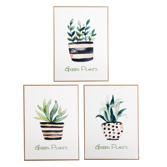 Ela Wall Art (Set Of 3) in Green Tones Colour