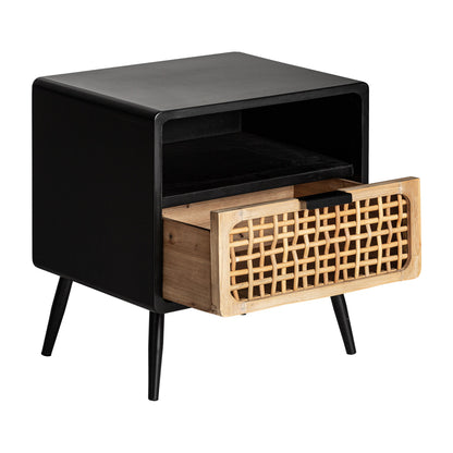 Solden Bedside Table in Black/Natural Colour