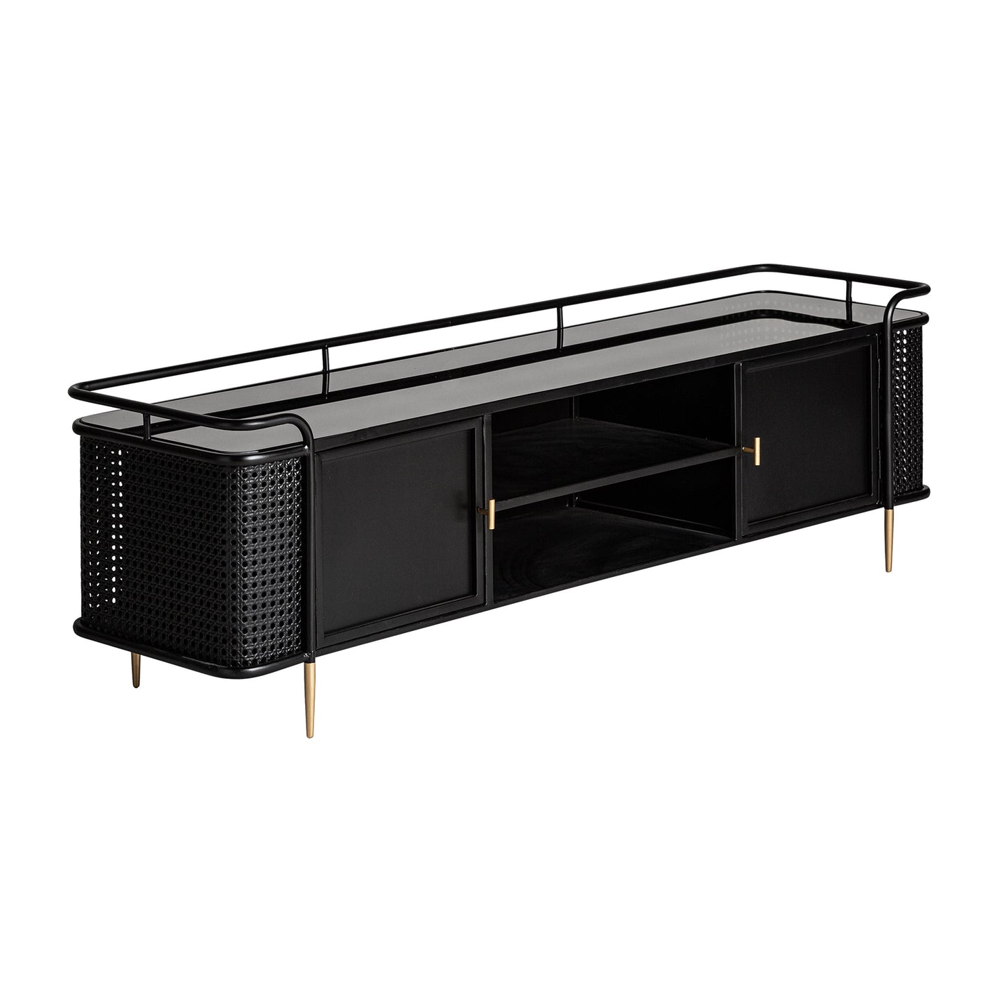 Mueble Tv Fussen en Color Negro/Oro