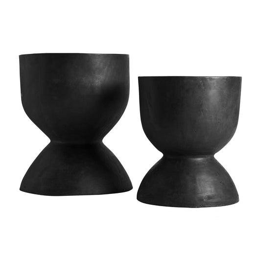 Blaghe Amphora Vase (Set Of 2) in Black Colour