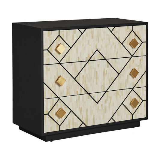 Charmes Chest Of Drawers in Black/White/Gols Colour