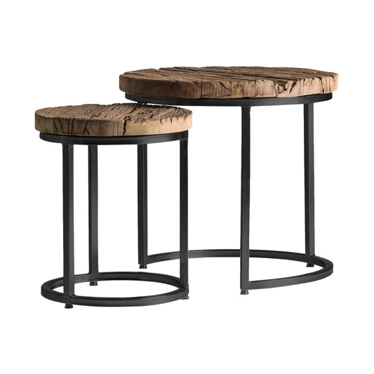 Akron Side Table (Set Of 2) in Black/Natural Colour