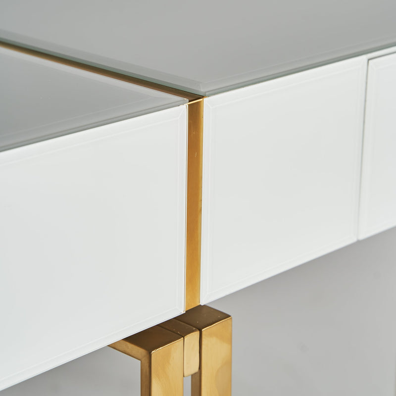 Steyern Console Table in White/Gold Colour