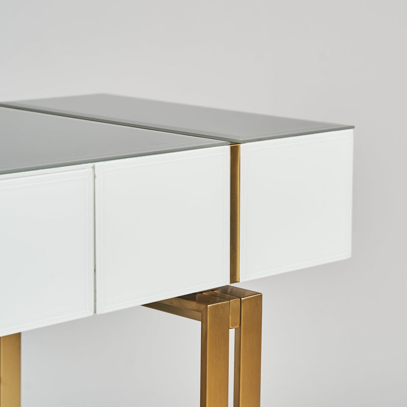 Steyern Console Table in White/Gold Colour