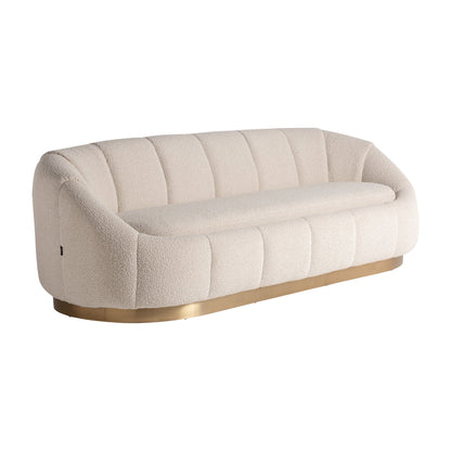 Thyez Bouclé Sofa in White/Gold Colour