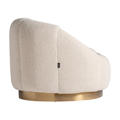 Thyez Bouclé Sofa in White/Gold Colour