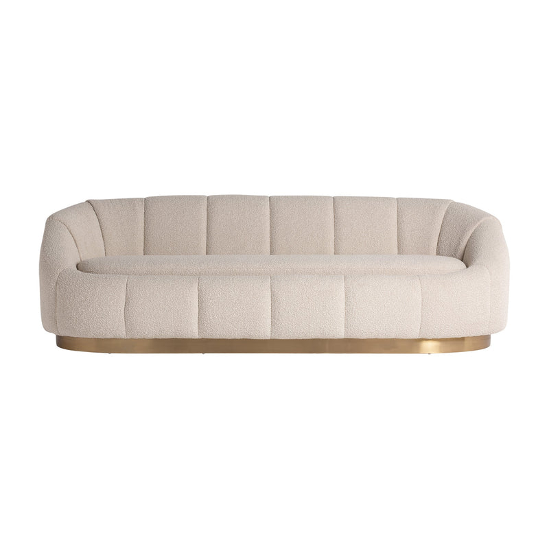 Thyez Bouclé Sofa in White/Gold Colour