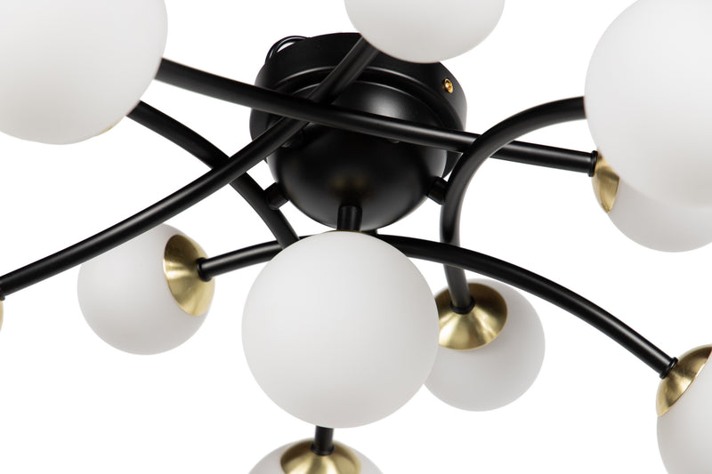 Lámpara Techo Metal Cristal Negro 60x60x20 Cm - Lámparas de techo - Granada Maison