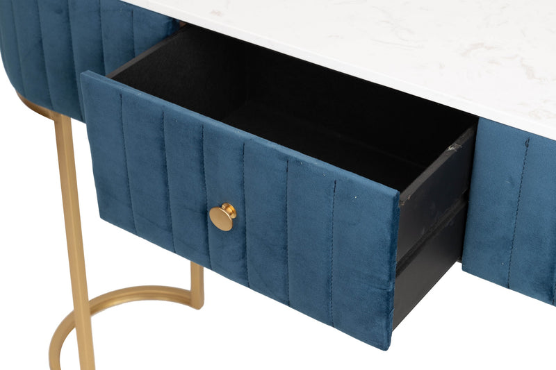 Consola Velvel-marmol Azul-dorado 120x35x80 Cm - Consolas - Granada Maison