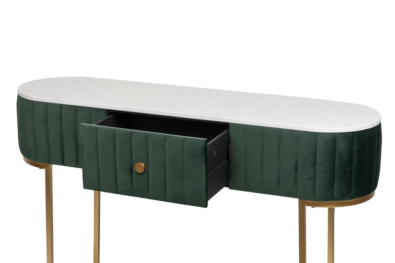Consola Velvet-marmol Verde-dorado 120x35x80 Cm - Consolas - Granada Maison