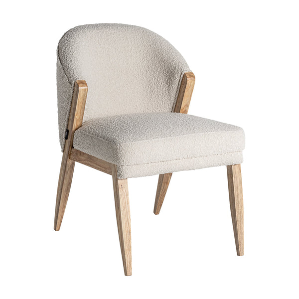 Prati Bouclé Chair in White/Natural Colour