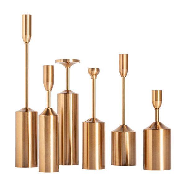 Byrone Candle Holder (Set Of 6) in Gold Colour