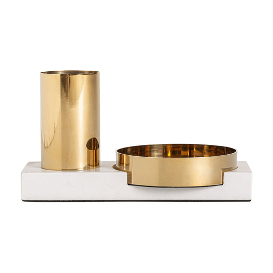 Bay Toilet Brush Holder in White/Gold Colour