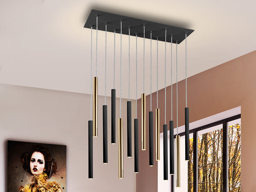 Lampara Varas Oro/Negro 14 Luces - Lámparas de Techo - Granada Maison