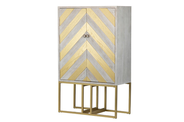 Cabinet Madera-metal Blanco-dorado 100x45x160 Cm - Armarios - Granada Maison