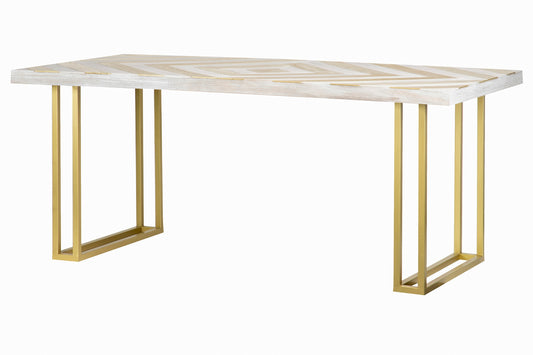 Mesa Comedor Madera-metal Blan.-dora. 180x90x77 Cm - Mesas de Comedor - Granada Maison