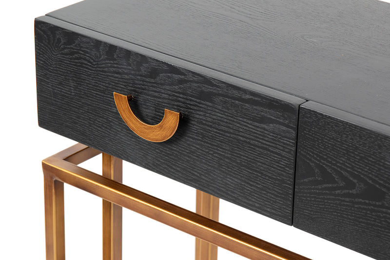 Consola Madera-metal Negro-dorado 80x35x77.3 Cm - Consolas y Recibidores - Granada Maison