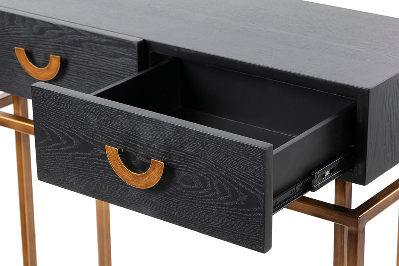 Consola Madera-metal Negro-dorado 80x35x77.3 Cm - Consolas y Recibidores - Granada Maison