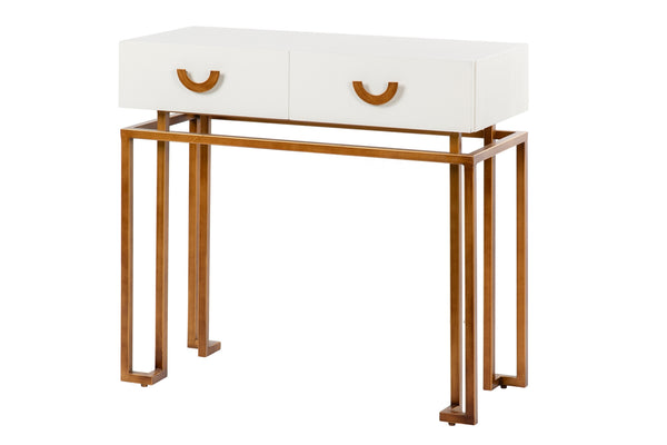 Consola Blanco-dorado Madera-metal 80x35x77.3 Cm - Consolas y Recibidores - Granada Maison