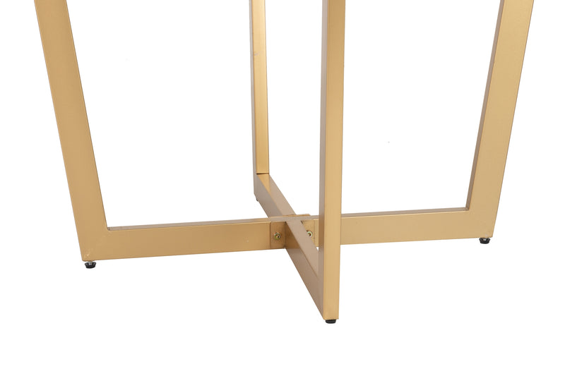 Mesa Comedor Mdf Metal Blanca Dorada 110x110x75cm - Mesas de Comedor - Granada Maison
