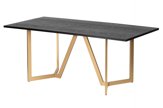 Mesa Comedor Mdf Metal Negra Dorada 180x90x75 Cm - Mesas de Comedor - Granada Maison