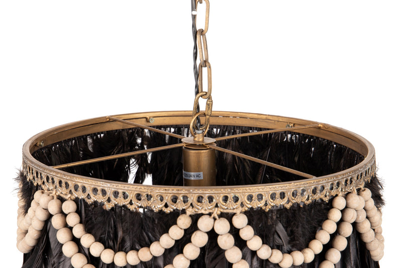 Lampara Techo Plumas Negras 65x65x138 Cm - Lámparas de Techo - Granada Maison