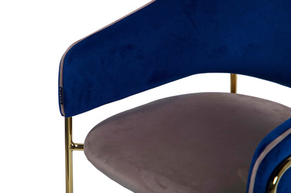 Silla Velvet Gris/azul C/p. Doradas 57x59x82 Cm - Sillas y Sillones - Granada Maison