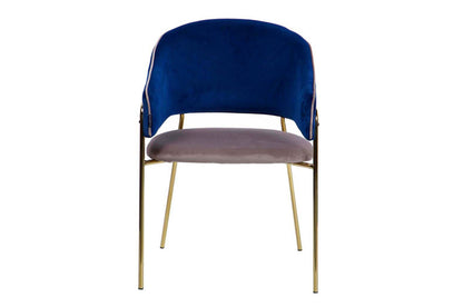 Silla Velvet Gris/azul C/p. Doradas 57x59x82 Cm - Sillas y Sillones - Granada Maison