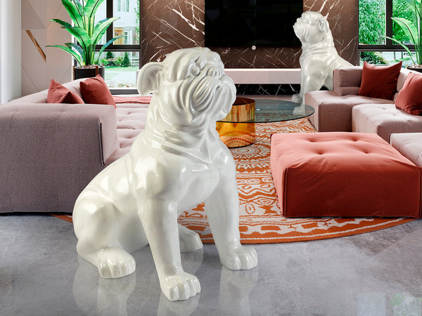 White Bulldog Figura Grande Blanca - Figuras Decorativas - Granada Maison