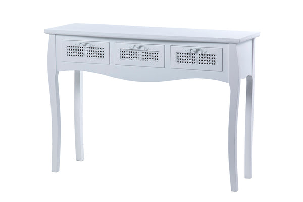 Consola Madera Blanco 3 Cajones 109.5x35x78 Cm - Consolas y Recibidores - Granada Maison