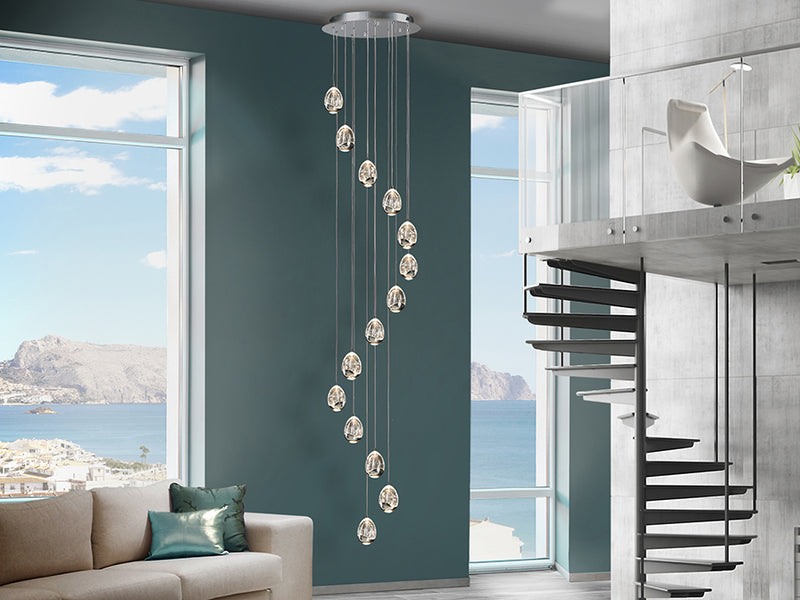 Gran Lámpara Rocio 14 Luces Led Cromo Dimable 5M - Lámparas de Techo - Granada Maison
