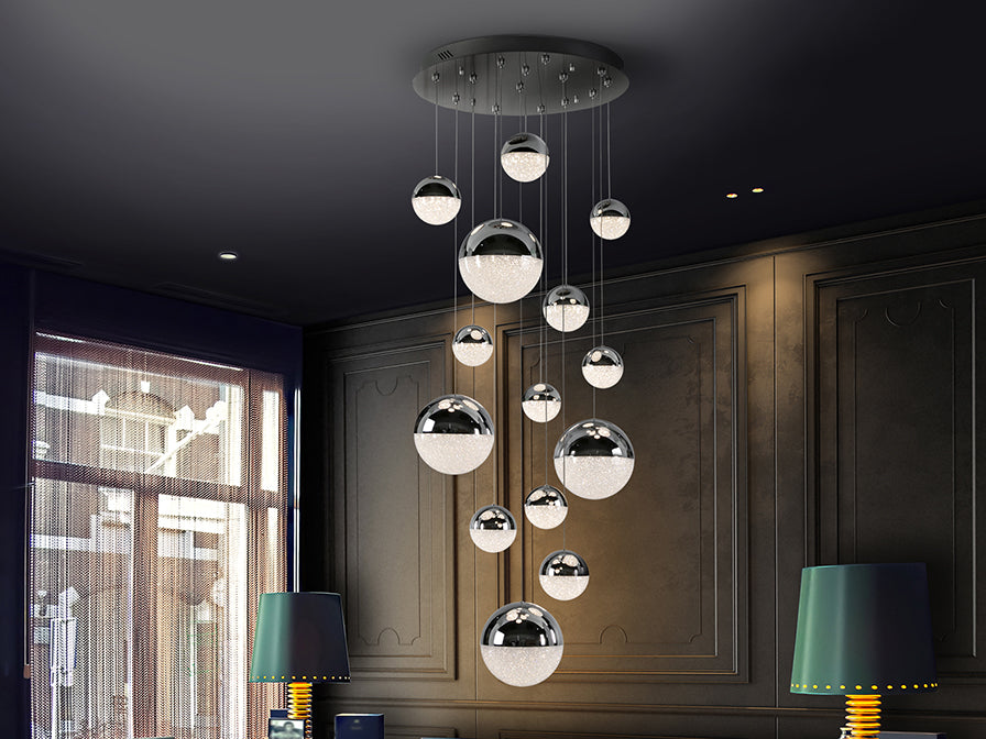 Lampara 14 Luces Led Sphere Cromado Diámetro 60 Dimable - Lámparas de Techo - Granada Maison