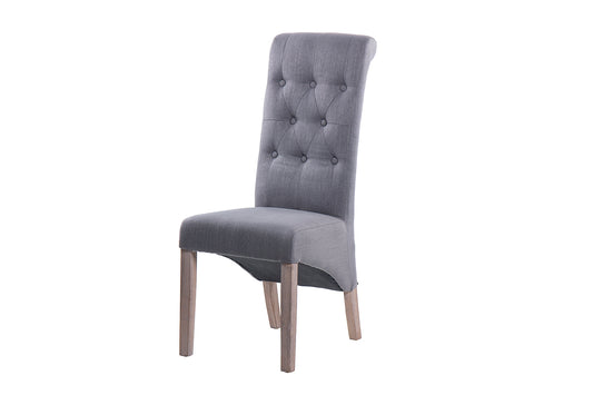 Silla Lino Gris Capitone Con Tirador 44x58x107 Cm - Sillas y Sillones - Granada Maison