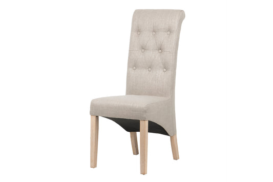 Silla Lino Beige Capitone Con Tirador 44x58x107cm - Sillas y Sillones - Granada Maison