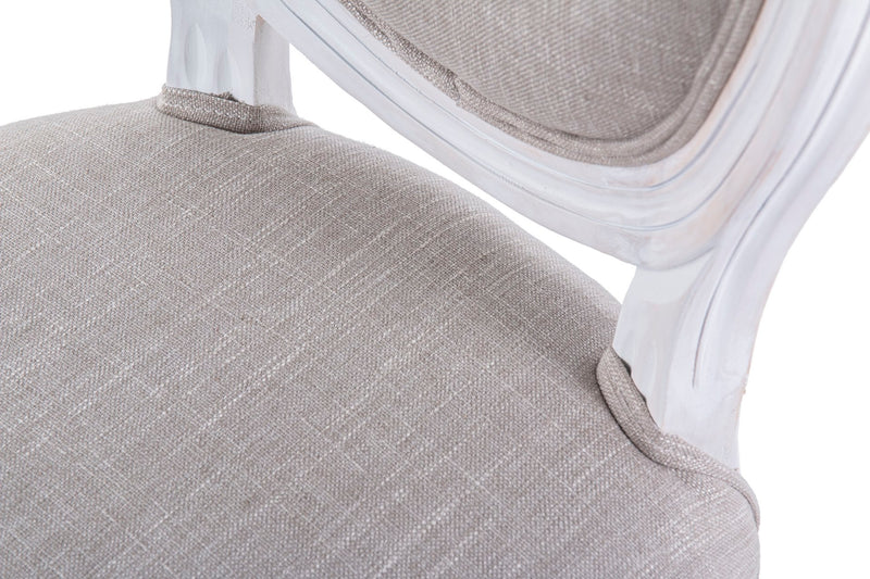 Silla Lino Gris Madera Roble Blanco 48x46x96 Cm - Sillas y Sillones - Granada Maison