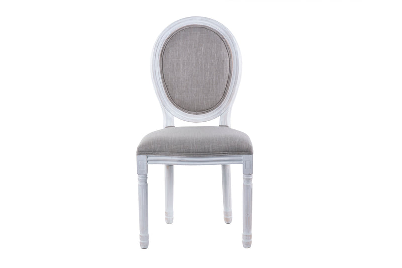 Silla Lino Gris Madera Roble Blanco 48x46x96 Cm - Sillas y Sillones - Granada Maison