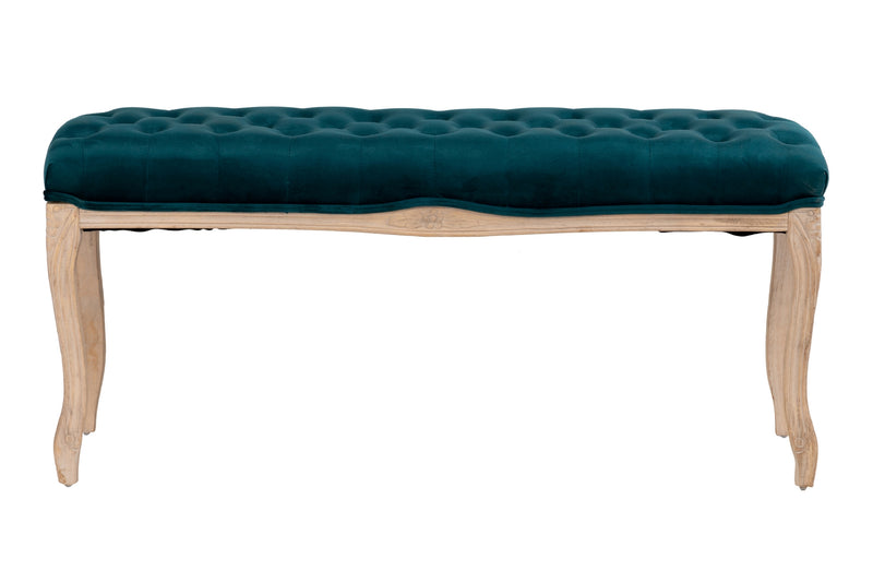 Pie Cama Velvet Capitone Patas Madera 110x36x47 Cm - Reposapiés - Granada Maison