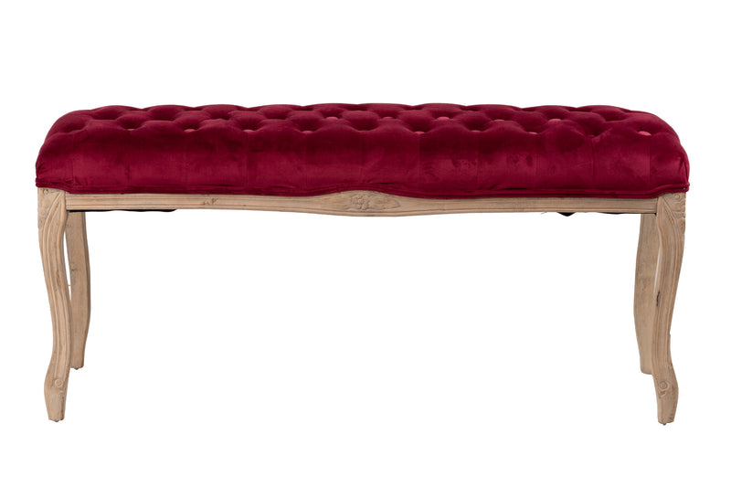 Pie Cama Velvet Capitone Patas Madera 110x36x47 Cm - Reposapiés - Granada Maison