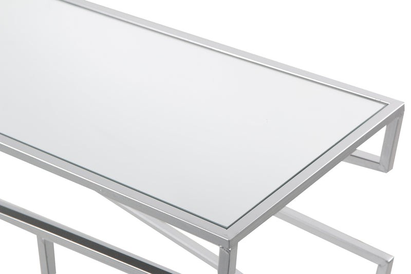 Consola Metal Plata Tapa Espejo 99.5x31.5x69.5cm - Consolas y Recibidores - Granada Maison