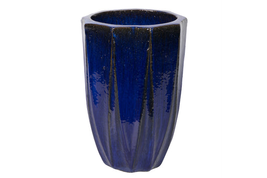 Blue Stoneware Planter 39X39X56 Cm