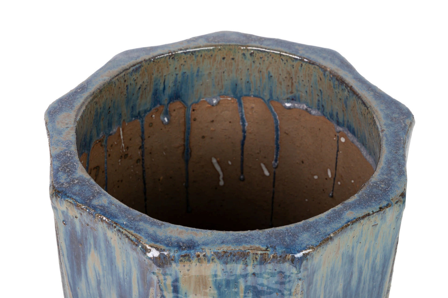 Blue Stoneware Planter 39X39X56 Cm