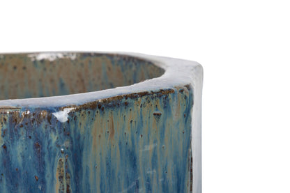 Blue Stoneware Planter 39X39X56 Cm