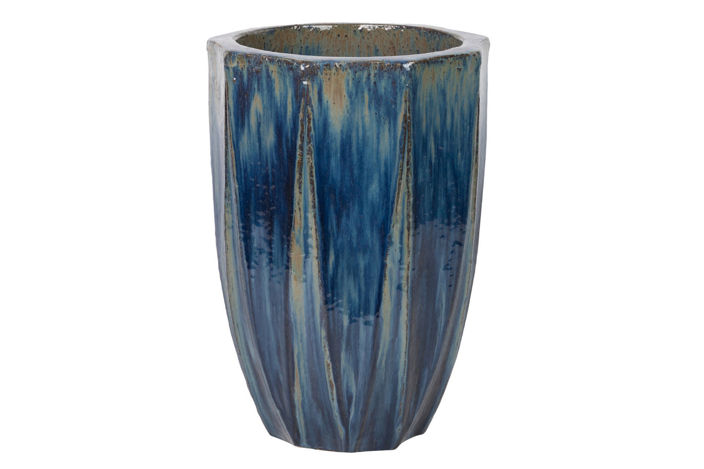 Blue Stoneware Planter 39X39X56 Cm