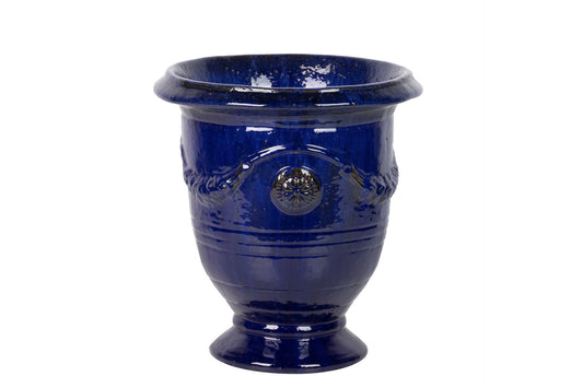 Blue Stoneware Planter 50X50X54 Cm