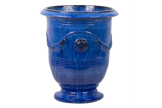 Blue Stoneware Planter 65X65X76 Cm