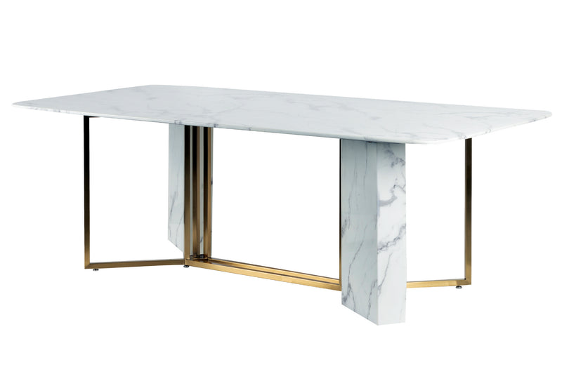 Nyngan Ss Steel / Marble Dining Table 200X100X78Cm