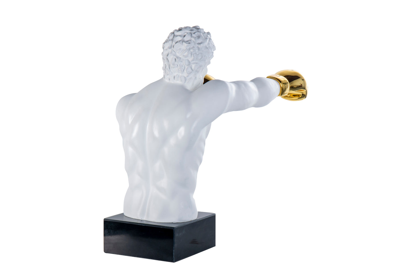 Boxeador Resina/Marmol Blanca 33X56X56 Cm