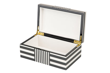 Caja Mdf Lacada Blanca Y Negra 20X12X8 Cm