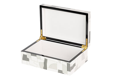 Caja Mdf Gris Blanco 28X18X10 Cm