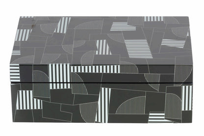 Caja Mdf Negro Gris  28X18X10 Cm